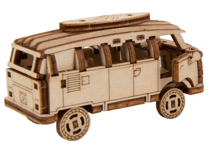Drewniany Mini Bus RETRO Wooden.City puzzle 3D